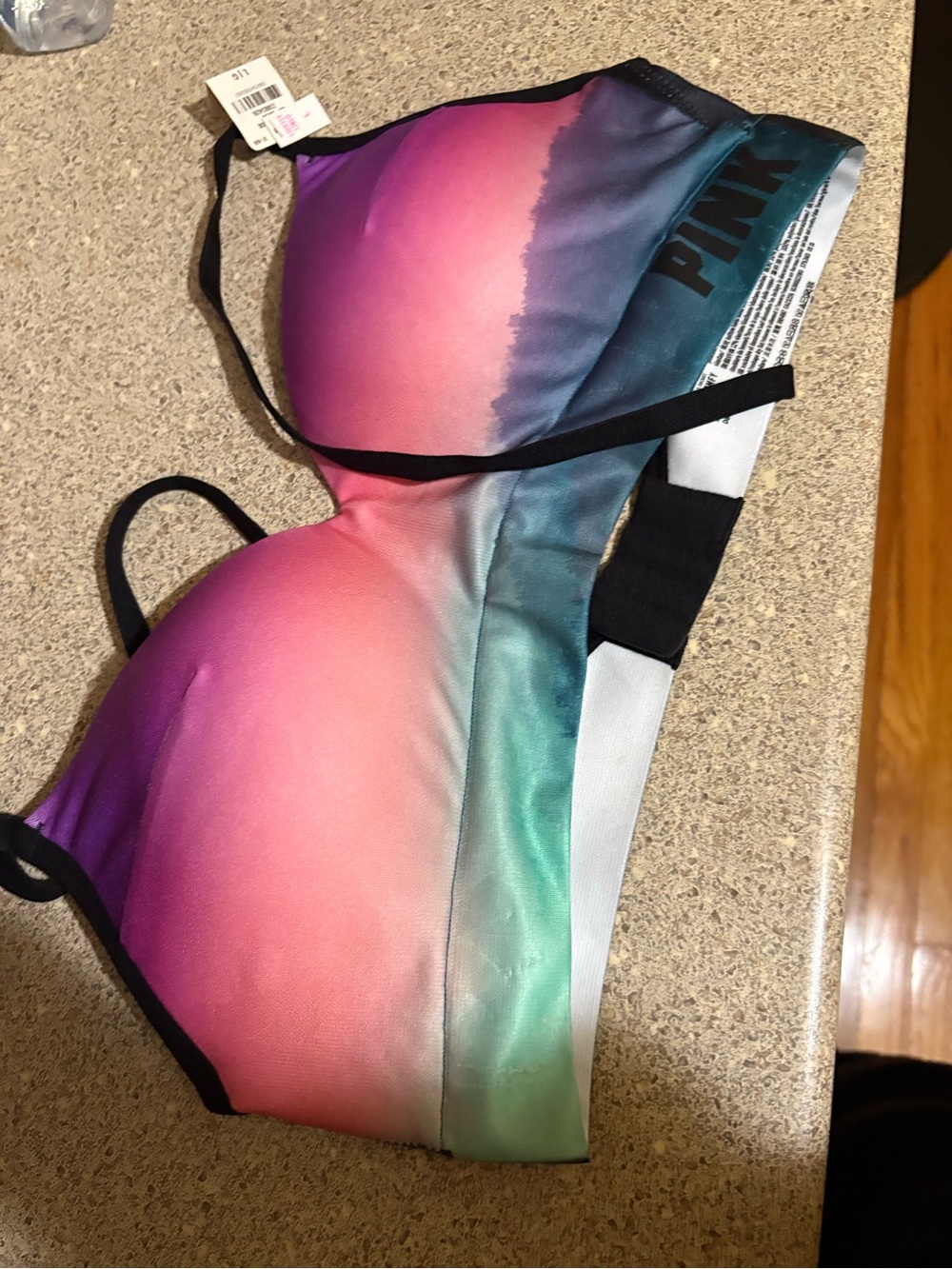 Victoria's Secret PINK Teal and Black Ombre Push-Up Bra